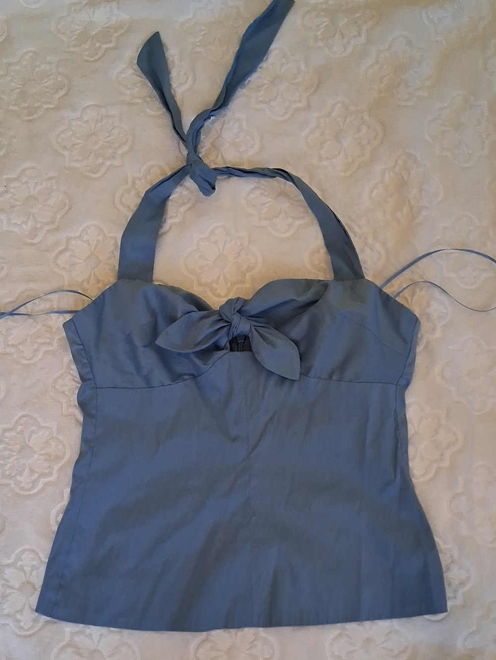 Trina Turk Light Blue Sleeveless Halter Top with Tie